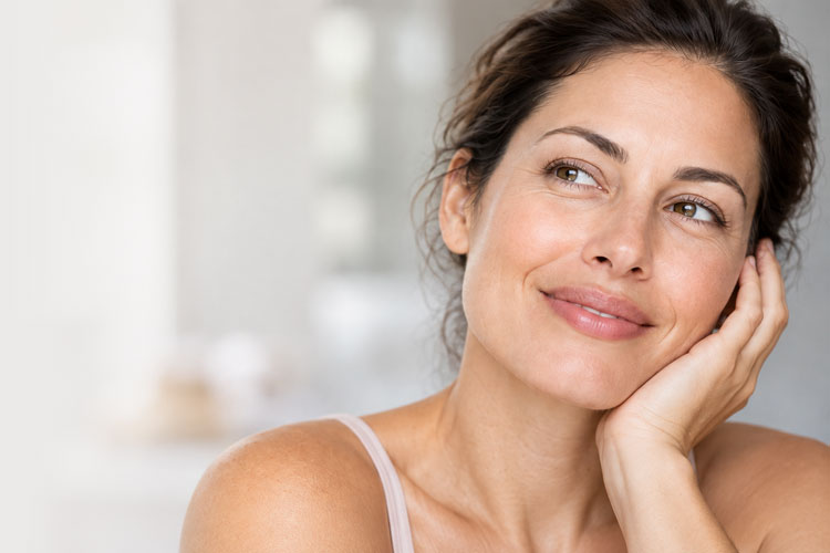 Women with casual smile close up of face